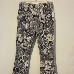 NWT Anthropologie Mother Superior Black Floral Flare Pants - Women's 28
